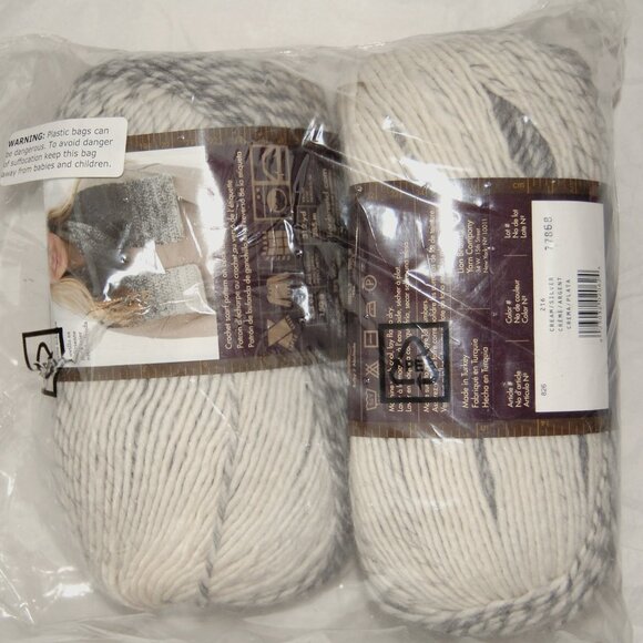 Same Dye Lot of 2, LBY Scarfie Yarn, #5 Bulky, Cream Silver Ombre - Picture 2 of 4